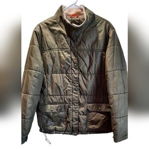 Lands' End Puffer Jacket Kids XL 18/20 Olive Green Outdoor Athleisure Preppy